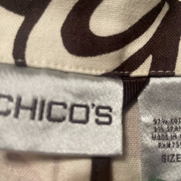 Chico's Ivory and Brown Floral Jacket, Size 3 - Picture 6 of 6